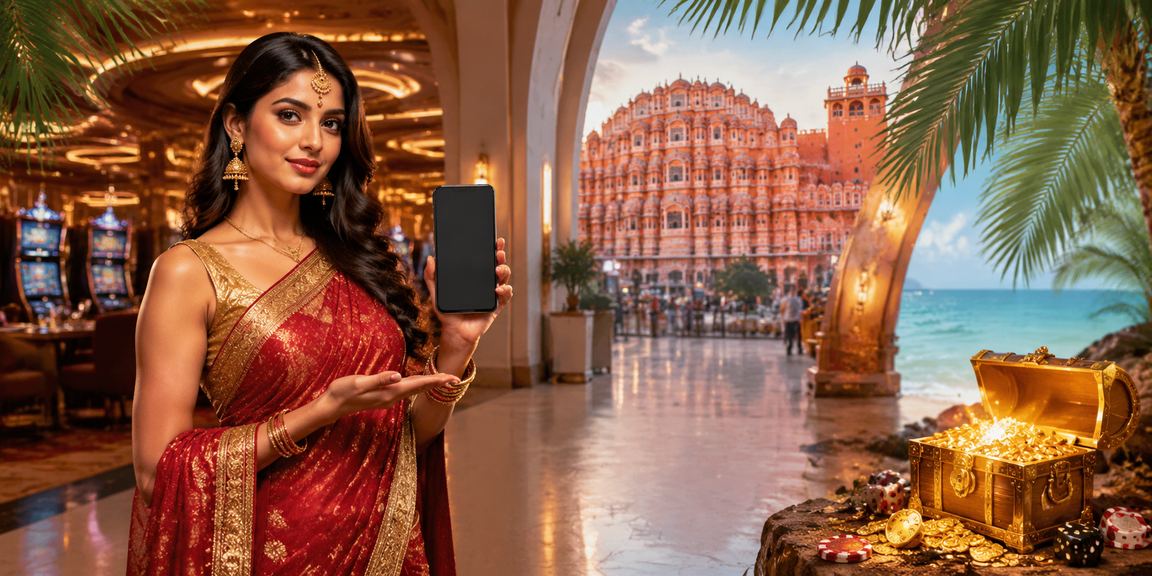Casino mobile app showcased on phone in Jaipur setting